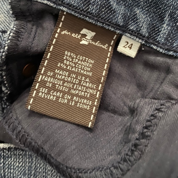 7 for all Mankind Skinny Distressed Jeans, Sz 24x28.5 - Picture 6 of 6